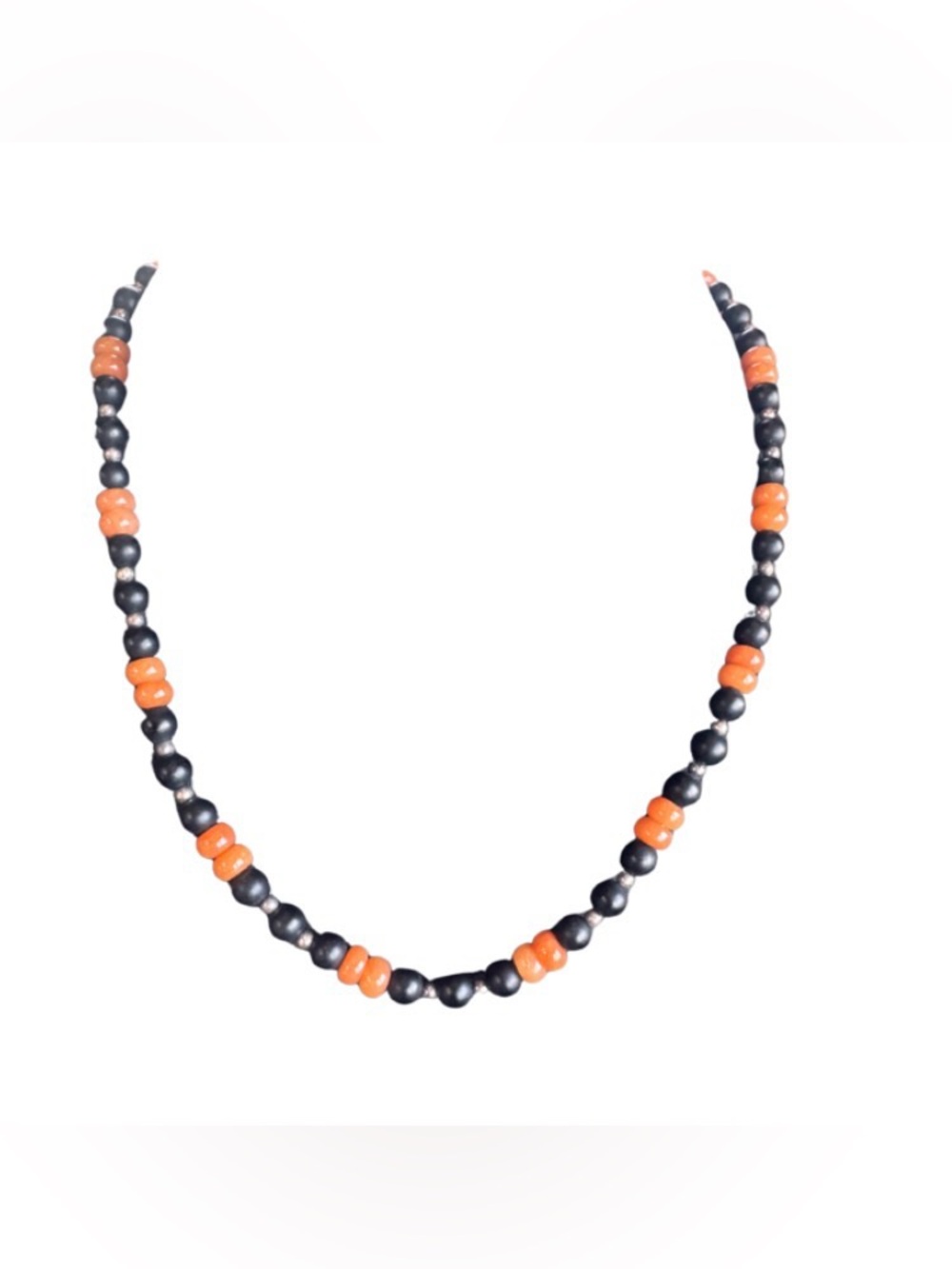 Black and Orange Beaded Necklace